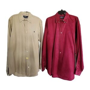2/Ralph Lauren Long Sleeve Tan and Burgundy Button Up/ Downs LARGE ***Read
